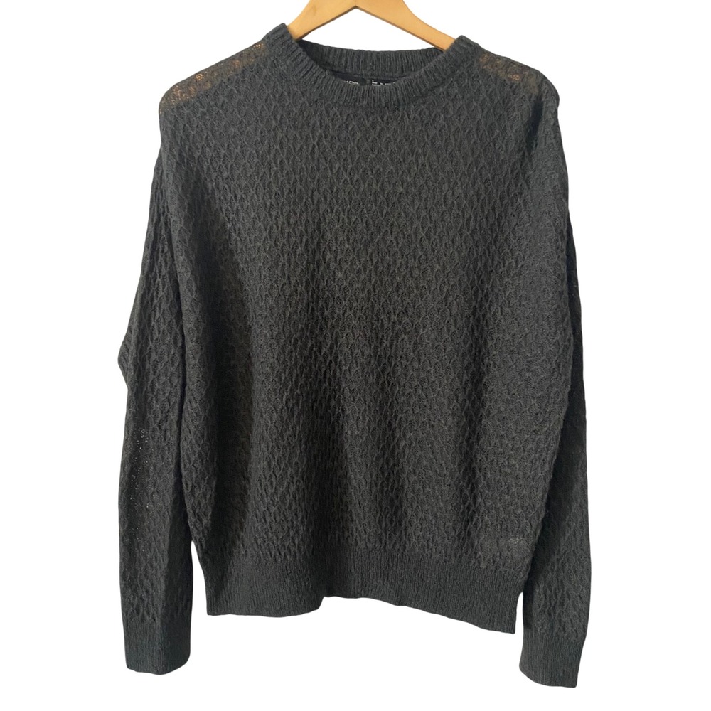 Urban Outfitters Standard Cloth Men Sz Sm Grey Open Knit Pointelle Sweater